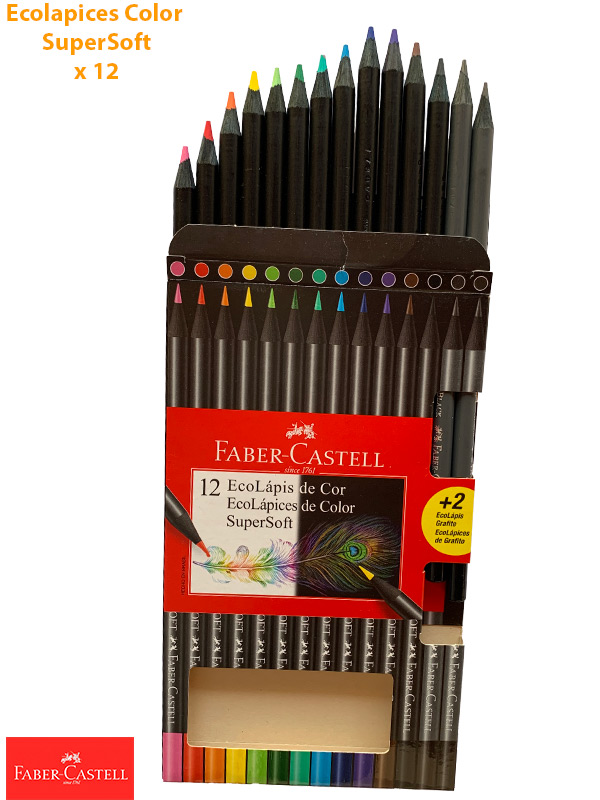 Colores Faber-Castell Ecolápices SuperSoft x 12 + 2 Ecolápices de Grafito